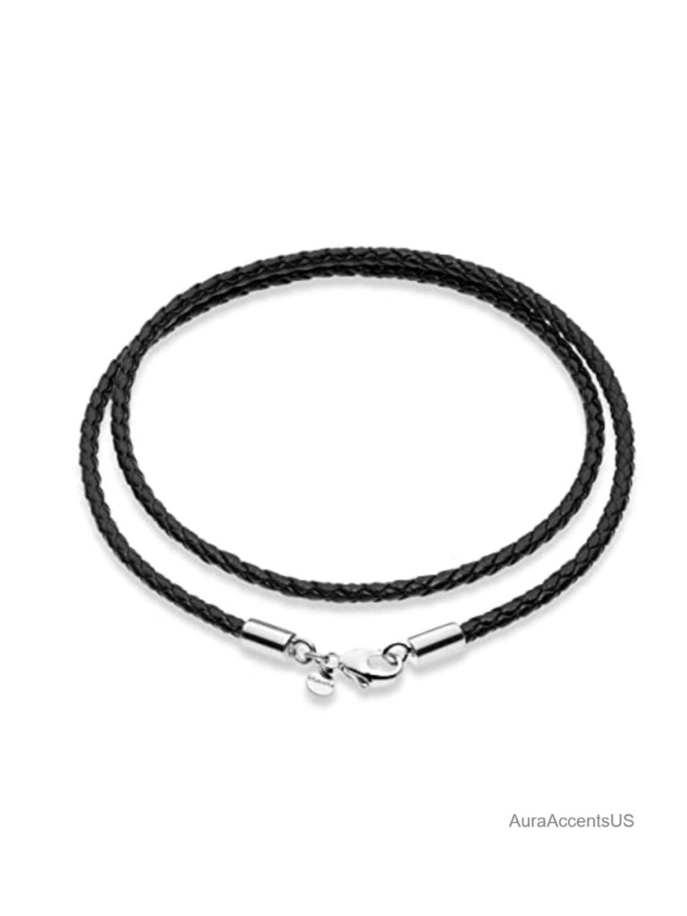 Italian Leather Braided Pendant Necklace 925 Sterling Silver Clasp